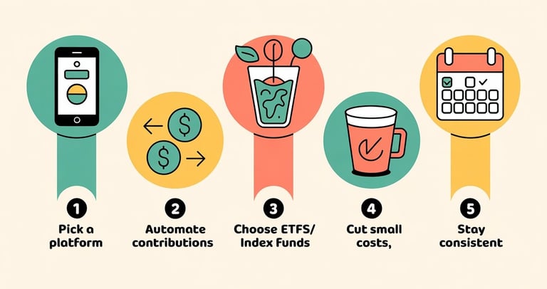 Practical tips for investing small amounts, building wealth steadily over time.