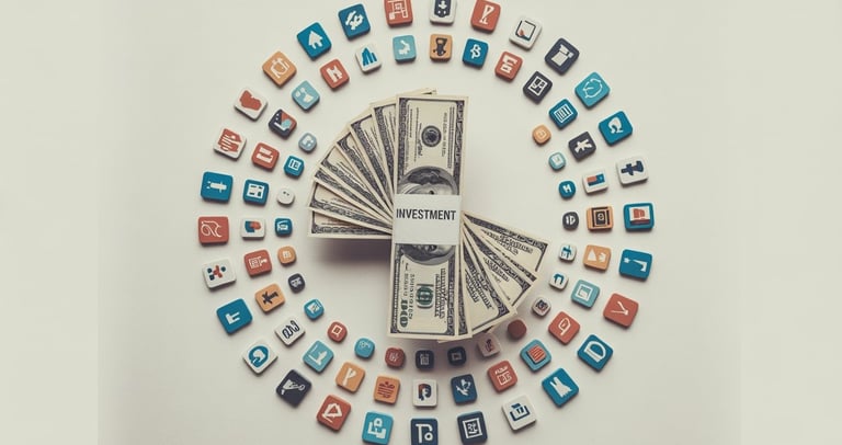 Diversified investment portfolio concept with index funds, finance , trading.