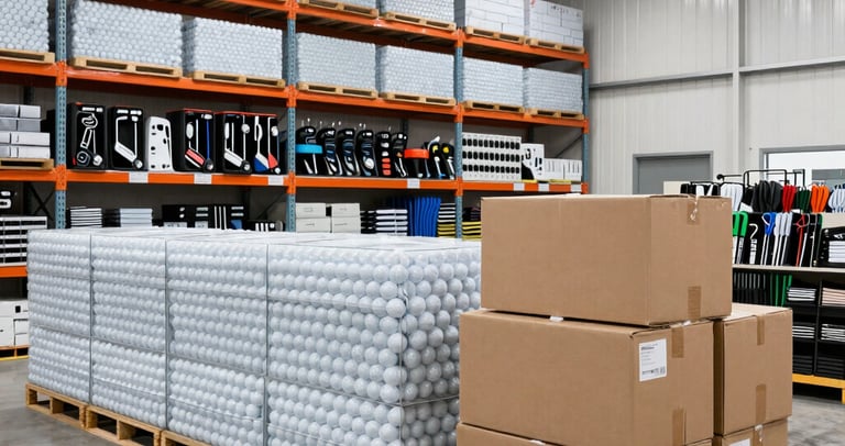 A vibrant display of used golf balls in various colors stacked neatly on a wooden shelf.