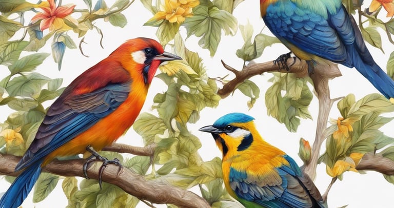 a group of birds sitting on top of a tree
