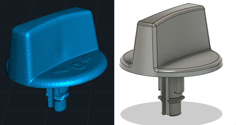 Scan & reconstruction CAO d'un loquet de coffre de voiture