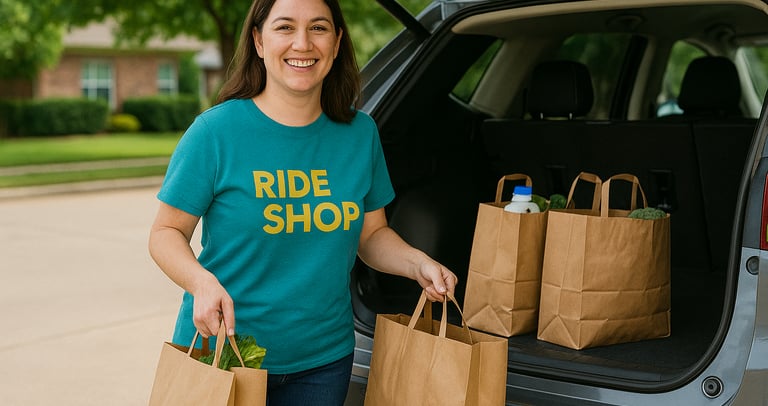 Ride & Shop assistant delivering groceries for a senior customer in Madison, Mississippi
