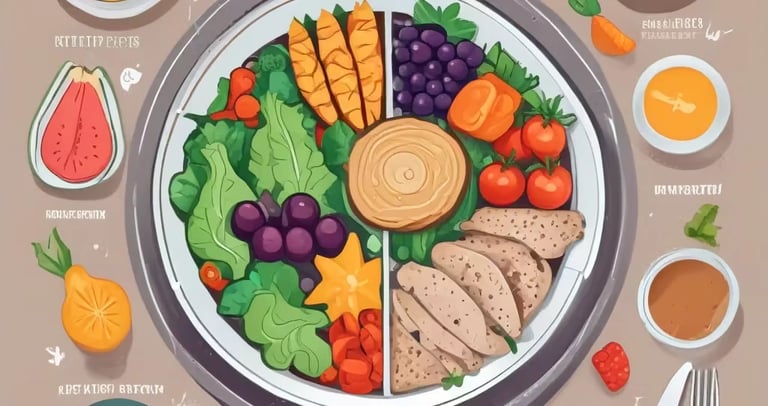 a plate of food with a variety of fruits and vegetables