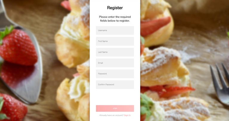 Cake Walk - Online Cake Shop System - Registration Page