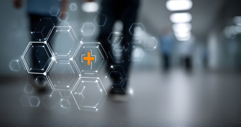 A person walking through a hospital room