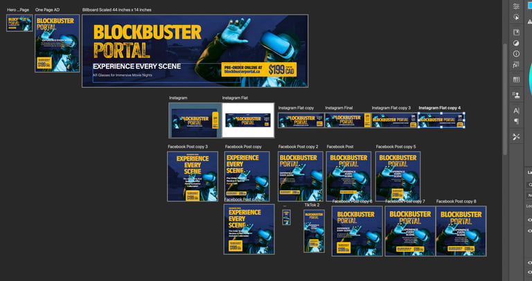 photoshop ui screen of various campaign layout ideas