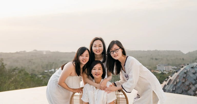 Stefy family portrait during sunset at Renaissance Uluwatu Bali