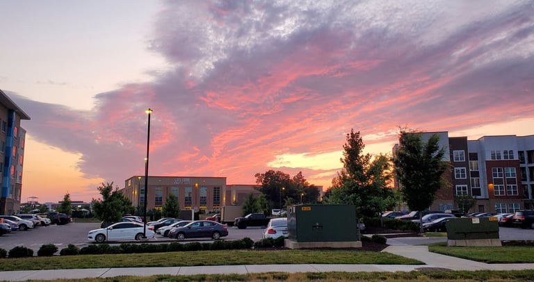 evening sky near apartments