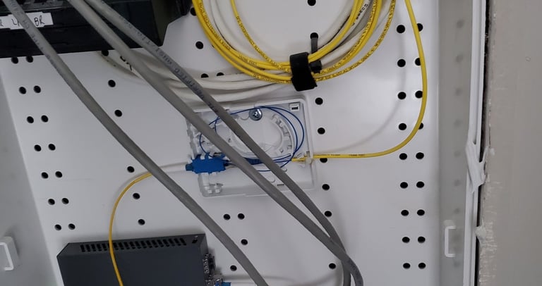 fiber optic cable connection in apartment closet