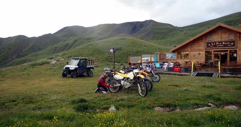 a motorcycle parked in front of a house