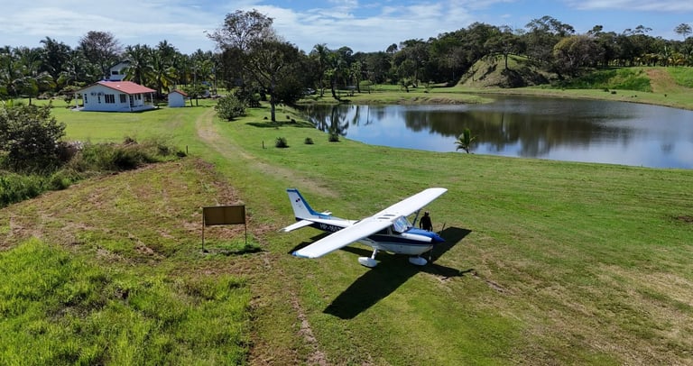 a small plane is parked in Santa Catalina Panama