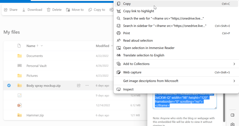 How to get a OneDrive embed link