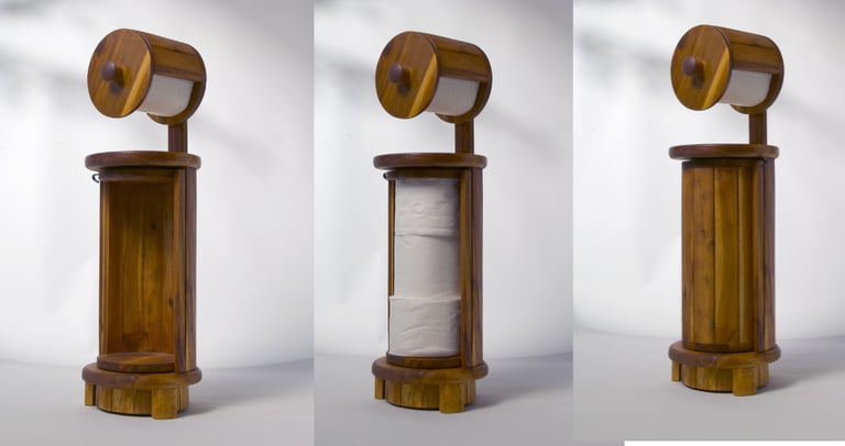 Elegwood model  in three stages: empty, filled, and concealed