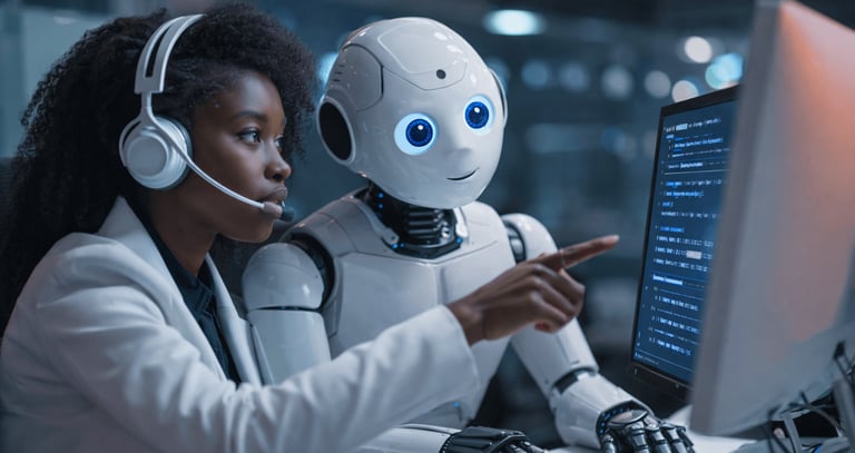 Human agent + AI system working side by side (not competing).