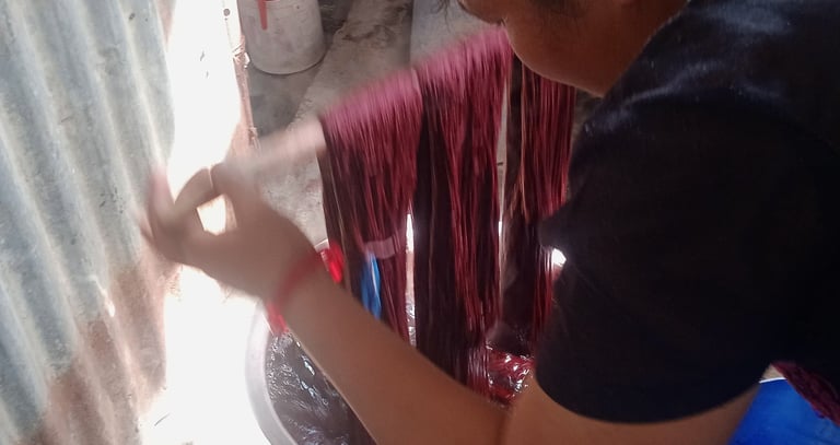 hand dyeing high-quality wool, infused with natural, organic colors - himalayacarpetnepal.com