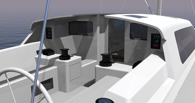 M44 Transat sail yacht design cockpit exterior