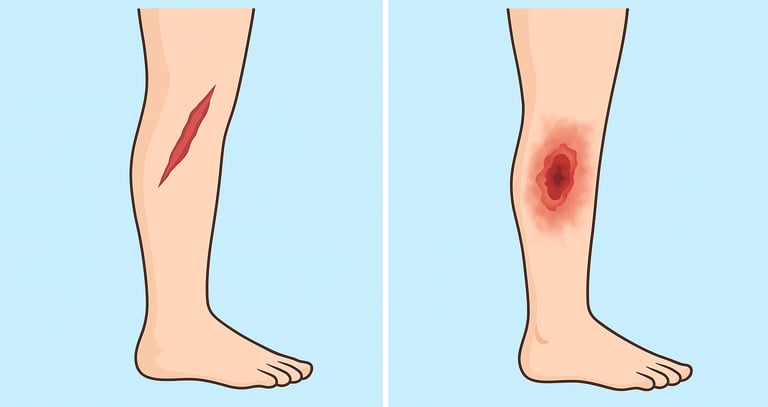 an acute wound and a chronic wound