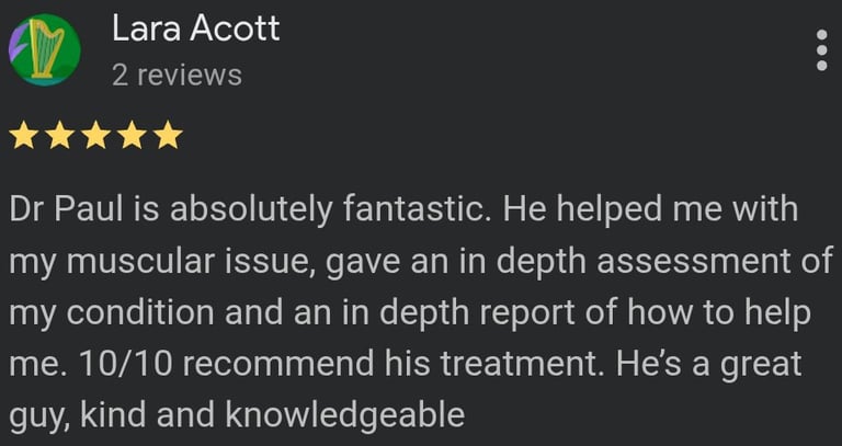 Physora Physio Google review for rehabilitation physiotherapy in Neath