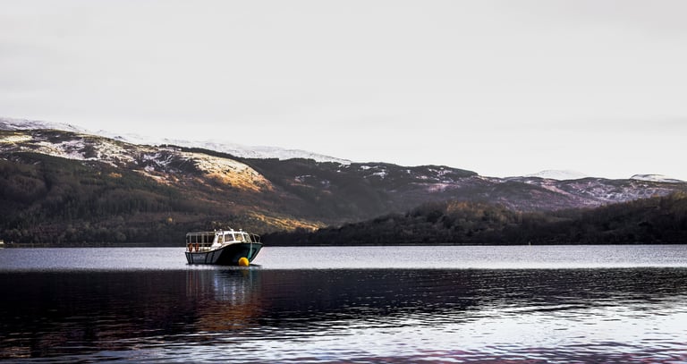 A floating boat on Loch Lomond