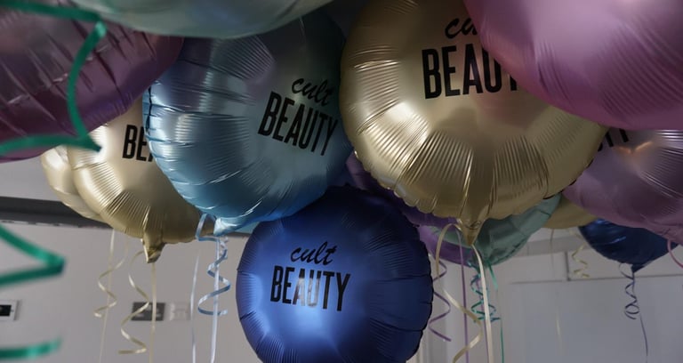 Cult beauty branded balloon