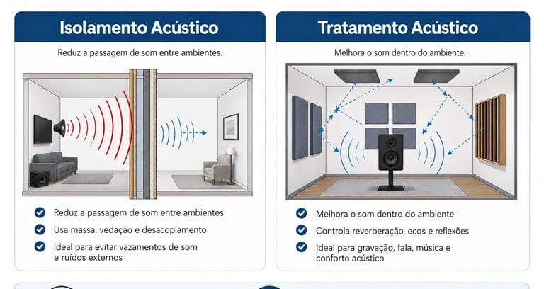 Isolamento acústico x Tratamento acústico