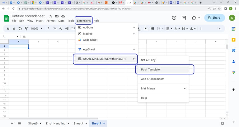 Google sheets add-on G-Mail Merge with chatGPT