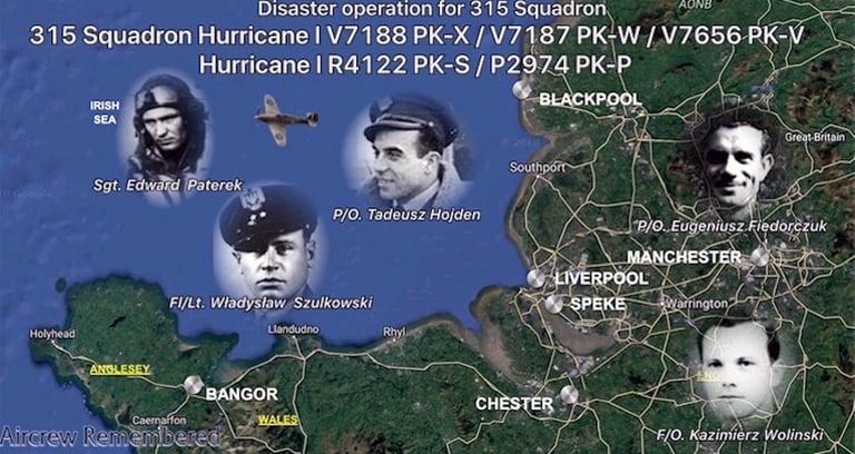 Photos of 315 Polish Fighter Squadron officers on 27 March '41 training exercise, some had accidents