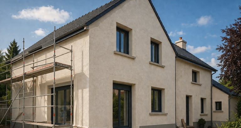 Maison rénovée avec enduit de façade – finition propre