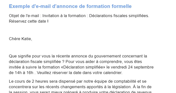 Exemple de mail d'invitation à un séminaire professionnel