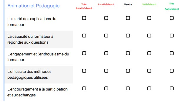 grille de satisfaction formation