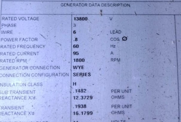 3616B, 13,800v. 60 Hz. Diesel Generators