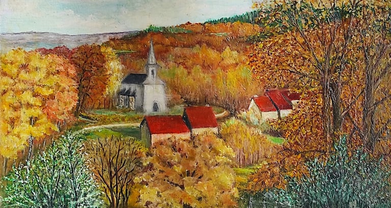 peinture église Chamberaud par Huguette Lascaux