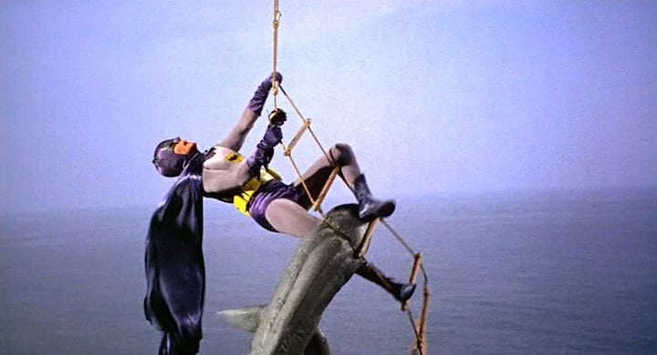 Batman caught by a shark.