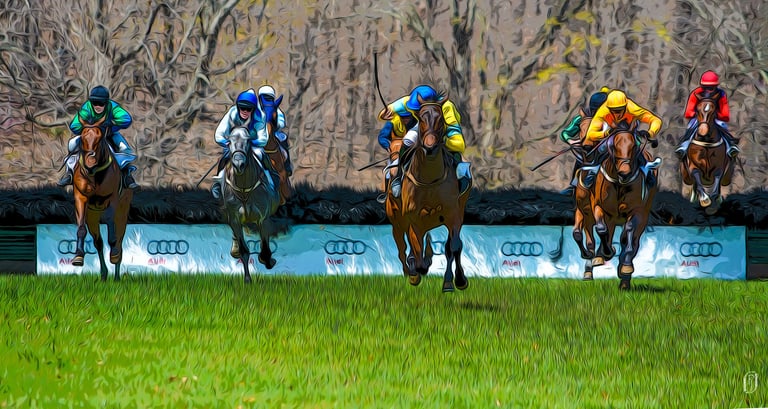 Photo art image of horse racing and jumping