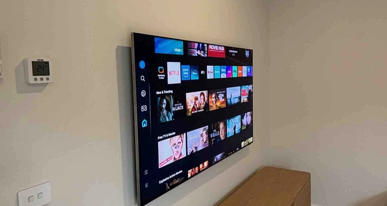 75 inch TV wall mount with premium hidden cable concealment service in South Kensington Melbourne.