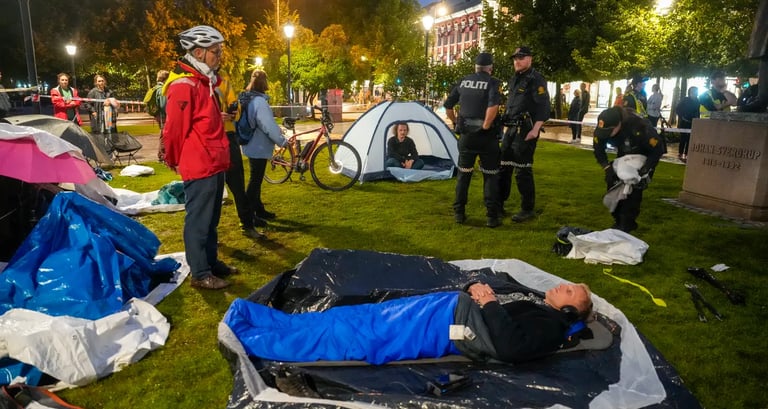 The police have removed the tent belonging to environmental activist Vebjørn Bjelland Berg, who is o