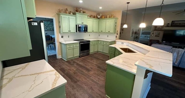 Engineered quartz stone with clean, uniform design