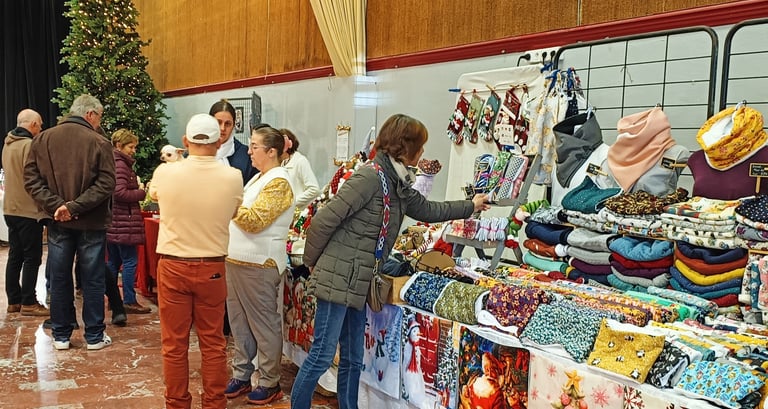 Market stall of warm scarves