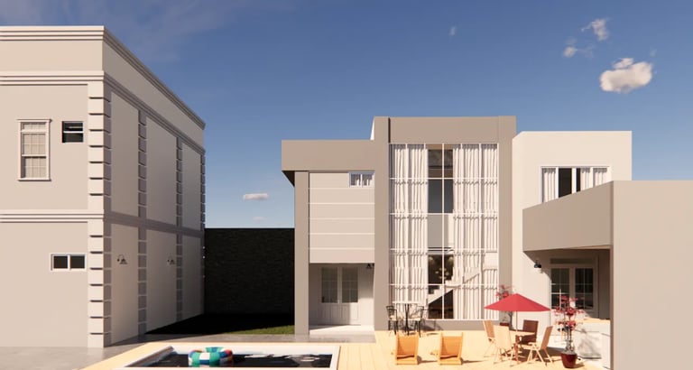 casa com piscina e com deck 