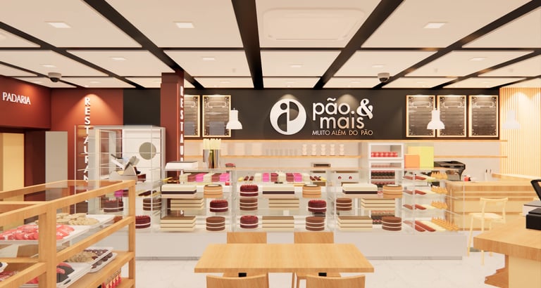 padarias e confeitarias interiores e arquitetura