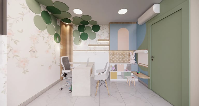 consultório com árvore e atendiemento diferenciado