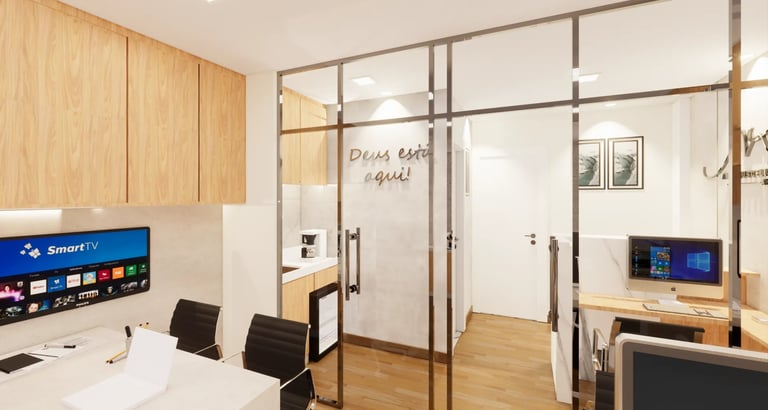 divisória de vidro interiores escritorio