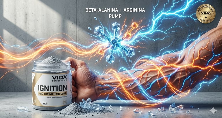 Foco intenso e vascularização muscular: pré-treino para performance e energia.