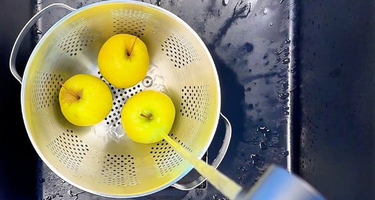 Wash, peel and cut the apples