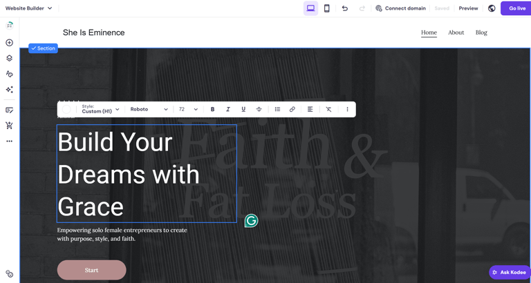 a website page with a picture of a building
