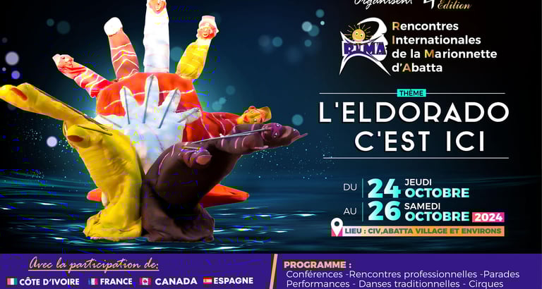 Affiche du festival des Rencontres Internationales de la Marionnette d'Abatta 2024 (RIMA)