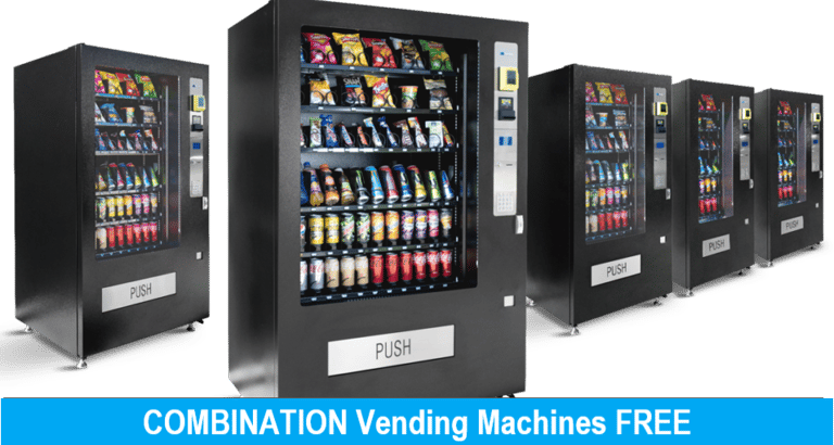 5 x combination vending machines with cashless payment acceptance for free