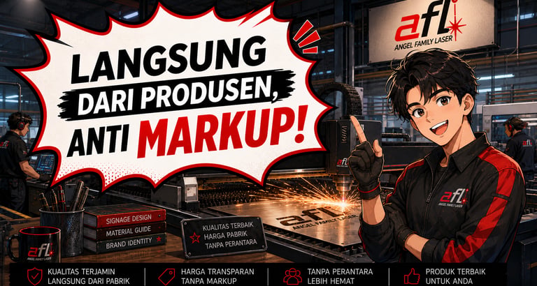 Proses produksi signage sesuai kesepakatan oleh tim Angel Family Laser Cileungsi-Cibubur.