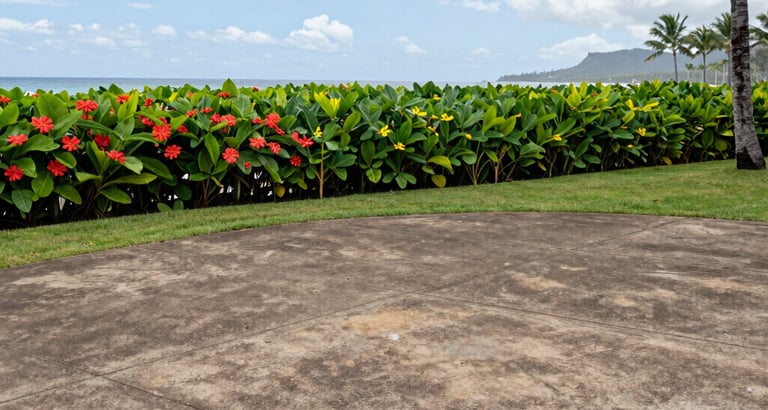New concrete patio overlooking the ocean