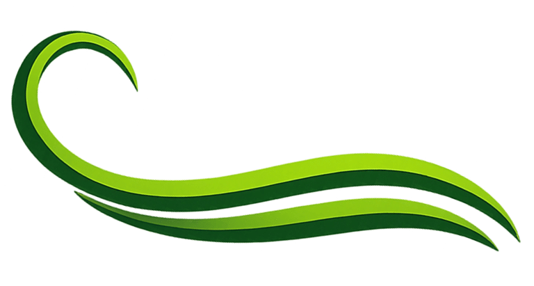 Green wave‑style ComeBeWell logo mark